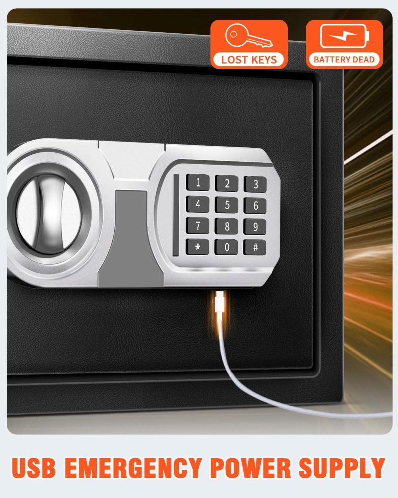 1.0 Cu Ft Small Fireproof Waterproof Safe Box for Home Use, Personal Safe and Lock Box with LED Sensor Light & Emergency Power Outlet for Money Jewelry Documents - Image 8