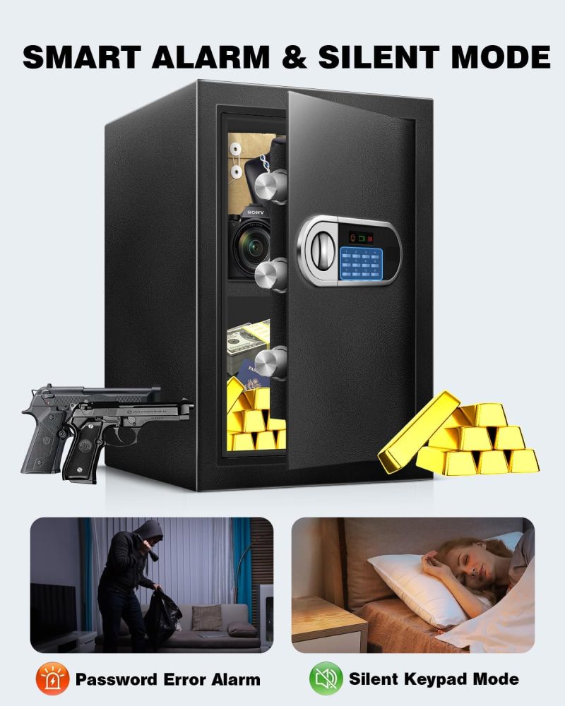 2.5 Cu Ft Safe Box for Home Steel Electronic Digital Safety Box Personal Security Lock Box with LED Sensor Light Emergency Type-C External Charge for Money Jewelry Documents - Image 6