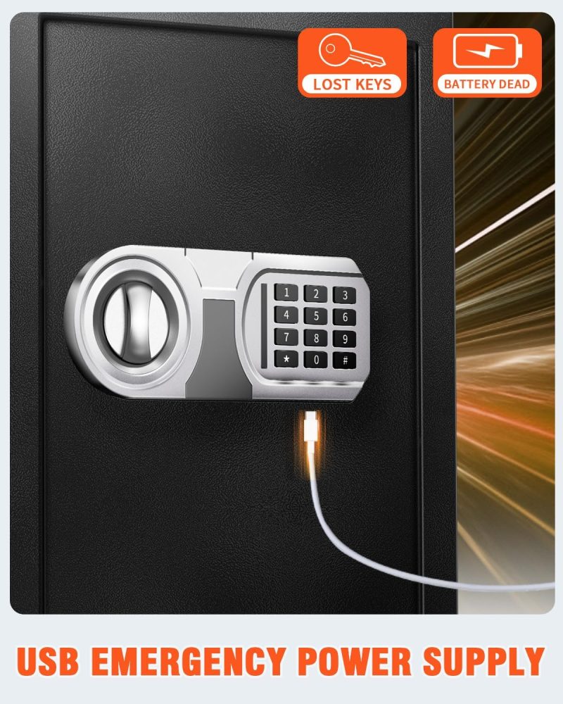 2.5 Cu Ft Home Safes Water and Freproof, Digital Security Safe Box with LED Sensor Light & Emergency USB-C Cable, Removable Shelf for Money Jewelry Documents - Image 9