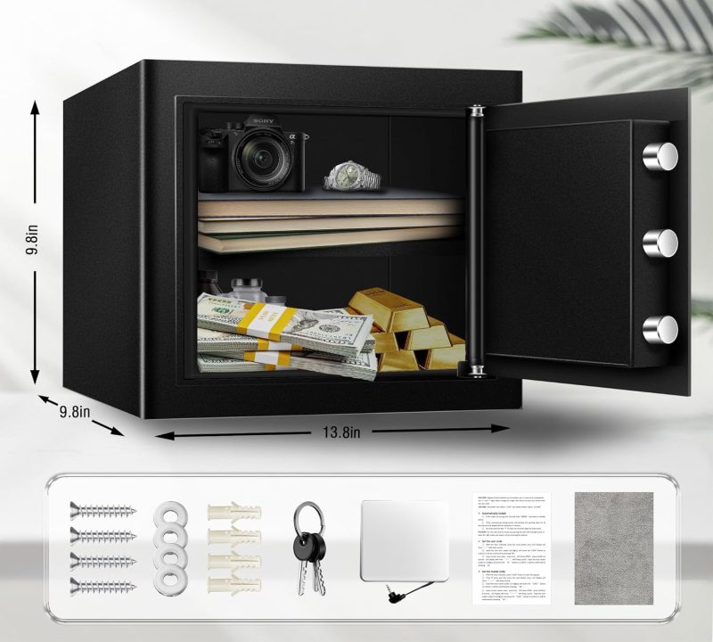 Safe Box Home Safe Small Safe 1.2 Cu Ft Document Safe with Digital Keypad Sensor Light Keys for Hotel Office Money Documents - Image 3