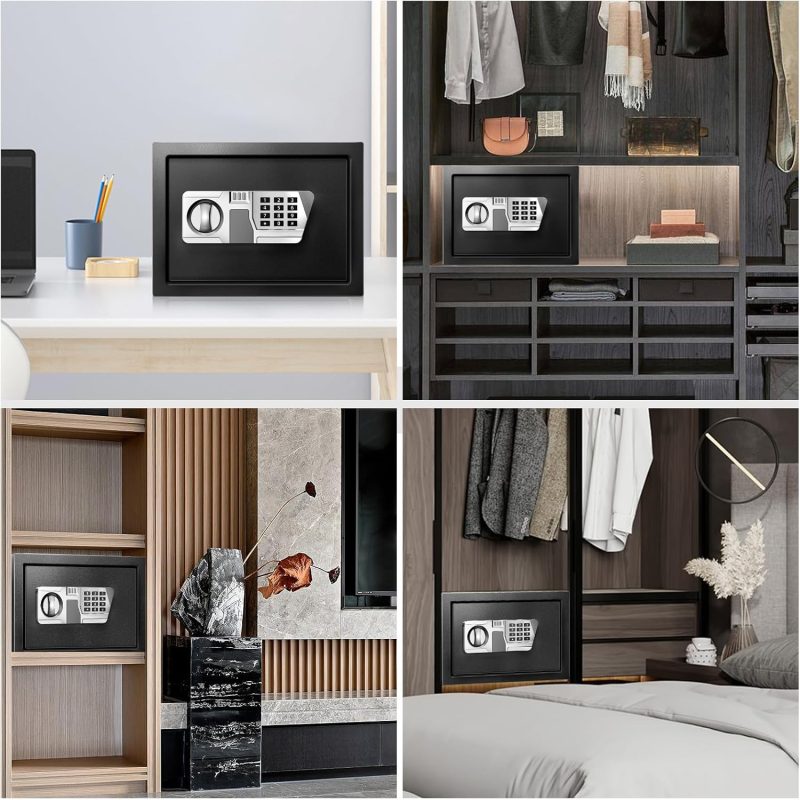 TOTOY Small Safe Box 1.5 Cu Ft Home Safe with LED Sensor Light, Safe for Home Documents with Keys and Digital Keypad, Hidden Key Lock Box for Cash Jewelry Valuables - Image 7