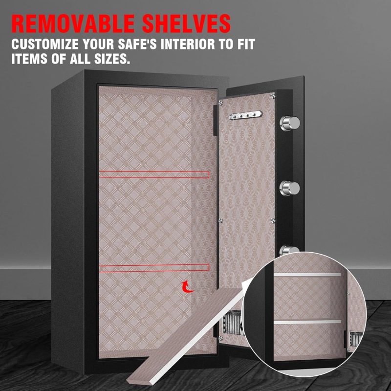 9.1 Cu ft Extra Large Heavy Duty Home Safe Box Fireproof Waterproof, Anti-Theft Digital Security Box with LCD Display, Removable Shelf, Fire Proof Safe Boxes for Home Office Hotel Valuables - Image 3