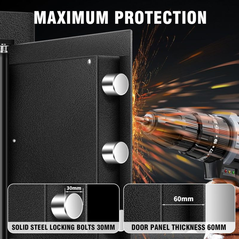 Fireproof Waterproof Safe Box for Home Documents, 3.0 Cu Ft Digital Security Safe Box with LED Sensor Light & Emergency USB-C Cable, Removable Shelf for Money Jewelry Valuables - Image 7