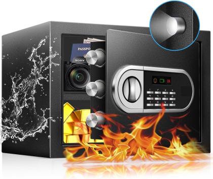 1.2 Cu Ft Safe Box for Home Steel Electronic Digital Safety Box Personal Security Lock Box with LED Sensor Light & Emergency Type-C External Charge for Money Jewelry Documents