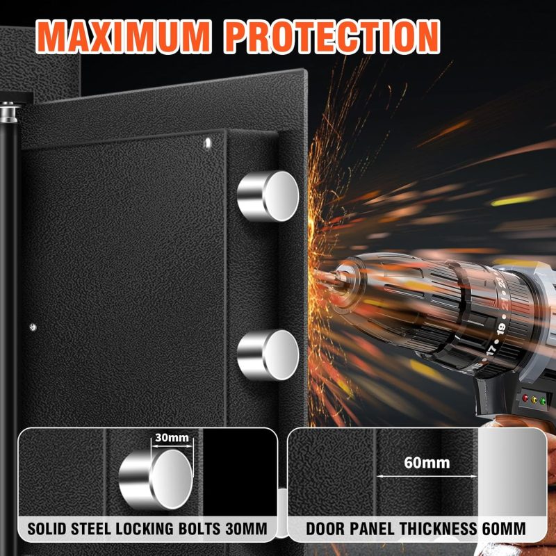 1.0 Cu Ft Small Fireproof Waterproof Safe Box for Home Use, Personal Safe and Lock Box with LED Sensor Light & Emergency Power Outlet for Money Jewelry Documents - Image 9
