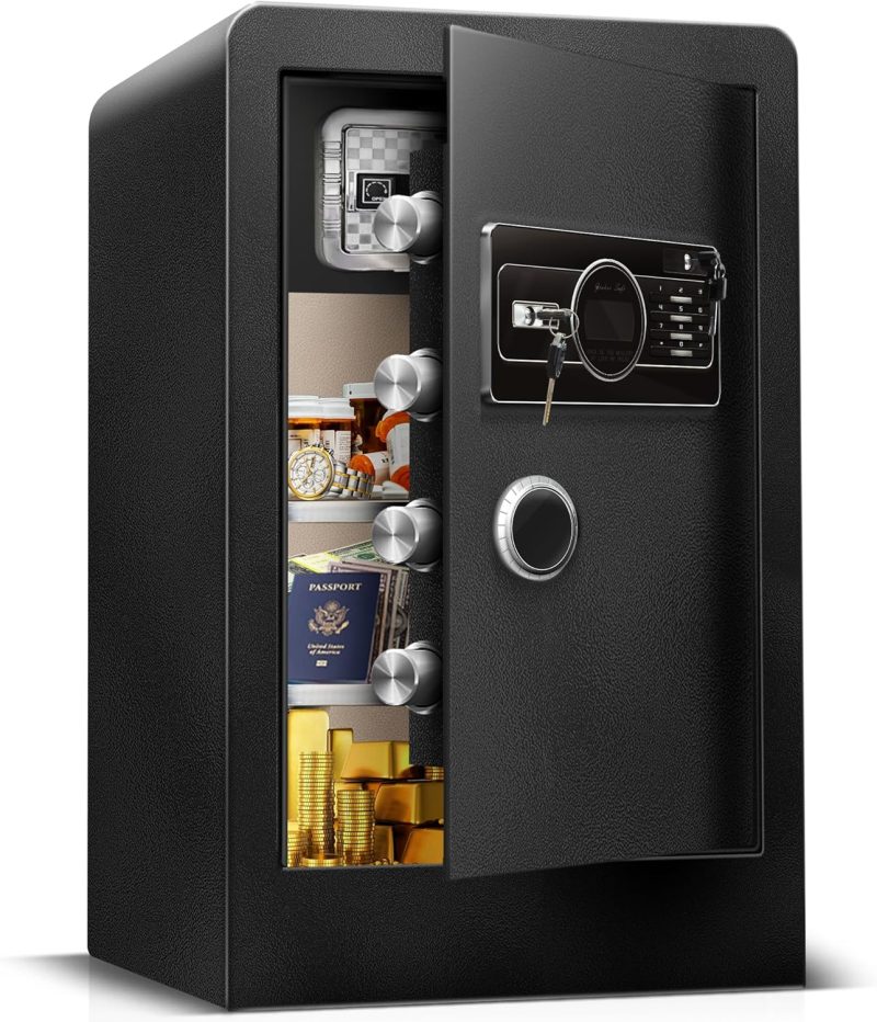 [True to Size] 7.2 Cub Extra Large Heavy Duty Home Safe Fireproof Waterproof, Home Security Safe Box with Anti-theft Smart Alert Fire Proof Safe for Document Business Office