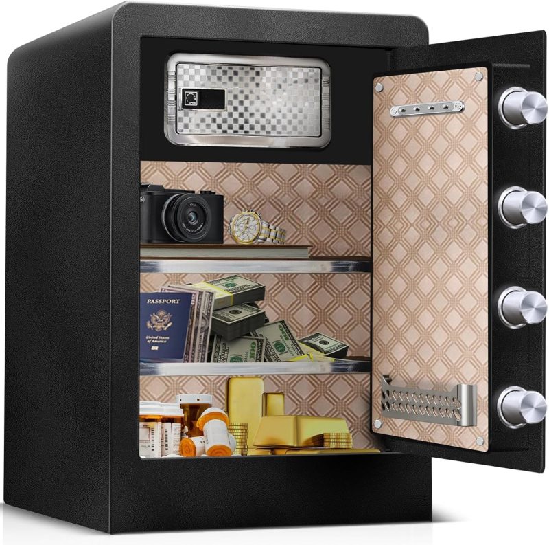 Large Fireproof Waterproof Safe Box for Home Office Documents- 4.0 Cu Ft Heavy Duty Steel LCD Display Digital Security Safe Box with LED Light, Removable Shelf for Money Jewelry Valuables - Image 3
